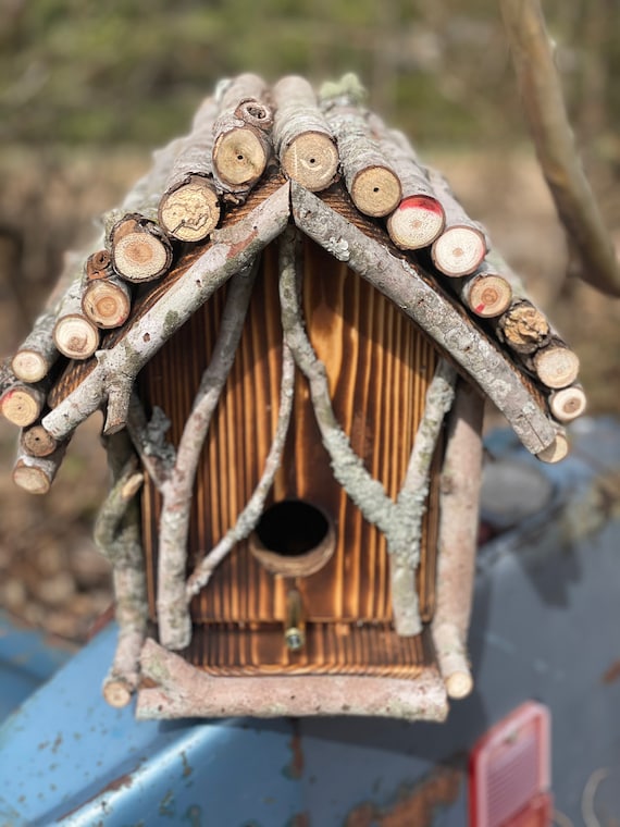 Log Cabin Birdhouse with Custom State License Plate