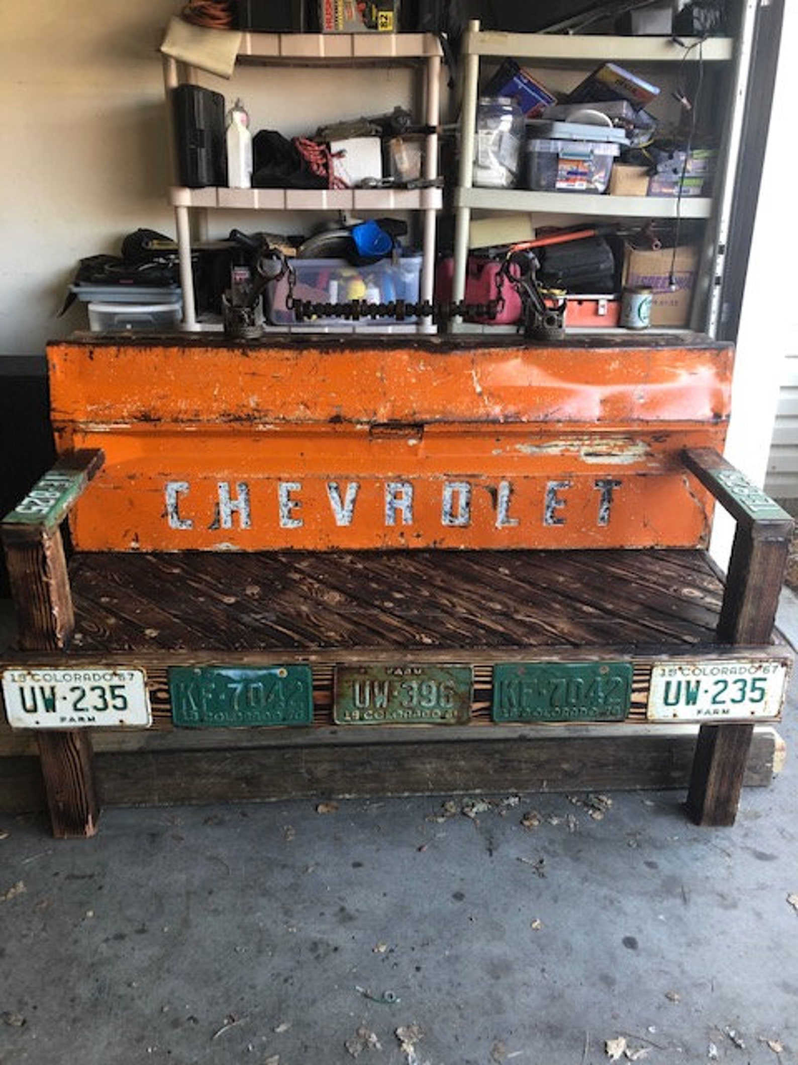 Vintage Custom Wooden Chevrolet Tailgate Bench Etsy