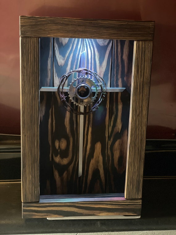 Hanging Metal Cross Shadow Box with Multi Color Lighting