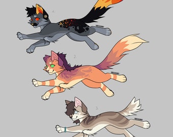 Feral Furry Cat Feline Wolf Canine Adopt Adoptable OC Fursona Chibi Natural Colourful super CHEAP BIG Batch