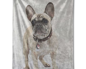Bulldog Personalized Blanket, Gift for Bulldog lover, Bulldog gift idea, Pet gift idea