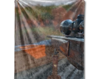 Hunting Blanket Rifle Fleece Throw Gift For Hunters