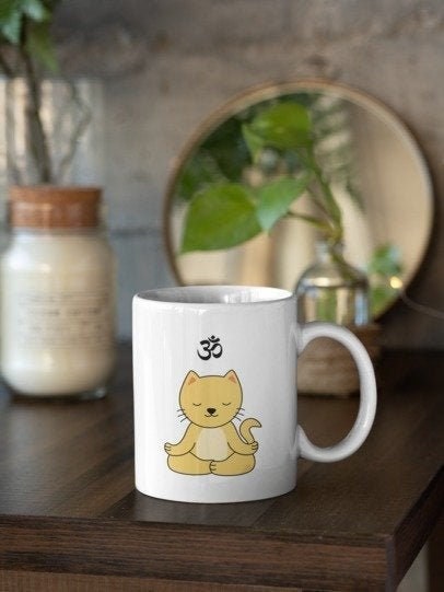 Tazza da caffè per gatti, tazza per gatti carini, tazza in ceramica per gatti, tazza da meditazione, tazza da yoga, tazza da caffè, tazza personalizzata, tazza personalizzata