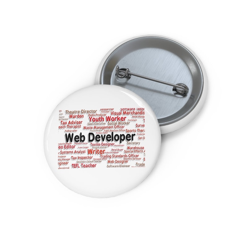 Web Developer Pin, Web Developer Button, Button Set, Lapel Pin, Hat Pin, Enamel Pins, Lapel Pins, Funny Pin image 1