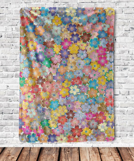 Floral Throw Blanket, Floral Fleece Blanket, Flower Fleece Blanket