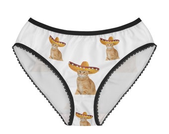 Cat in Head  Panties,  Cat in Head Underwear, Briefs, Cotton Briefs, Funny Underwear, Panties For Women