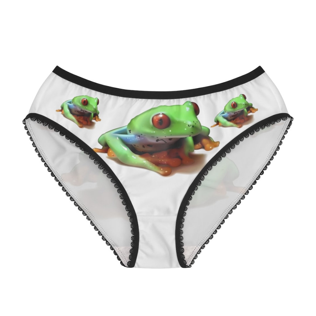 Women's Cute Frogs Underwear Pattern Kawaii Frog Panties Kawaii Pattern  Kawaii Clothing Frog Lingerie Soft Elastic Waistband 