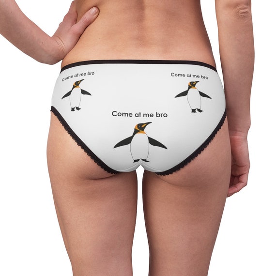 Men's Tanga Bikini Underwear – Contoured Pouch, Maple Leaf & Penguin Print, Size M/L