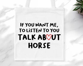 Horse Tote Bag, Horse Shoulder Bag, Horse Reusable Bags, Gift for Her, Gift for Horse Lover, Horse Gift Idea, Gift for Horse Rider