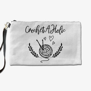 Crocheting Lover Makeup Bag, Makeup Lover Cosmetic Bag, Toiletry Bag, Custom Birthday Gift For Her, Makeup Bag For Women, Christmas Gift Bag
