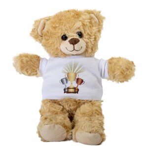 Trophies Teddy Bear, Gift Stuffed Animal, Plush Teddy Bear with Tee, Welcoming Baby Gift, Gift For Her, Gift For Newborn