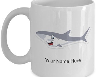 Personalized Shark Mug, Shark Coffee Cup, Shark Gift Idea, Custom Shark Cup, Custom Shark Mug