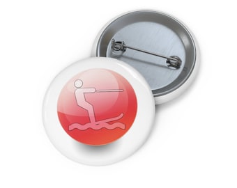 Pictogram Water Skiing Pin, Pictogram Water Skiing Button, Button Set, Lapel Pin, Hat Pin, Enamel Pins, Lapel Pins, Funny Pin