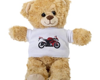 Motorcycle Teddy Bear, Gift Stuffed Animal, Plush Teddy Bear with Tee, Welcoming Baby Gift, Gift For Her, Gift For Newborn