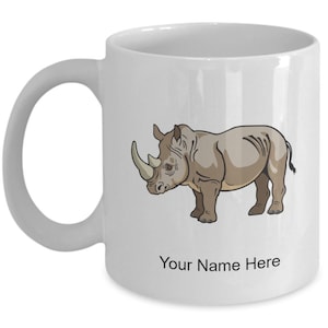 Gepersonaliseerde neushoorn mok, neushoorn koffiekopje, neushoorn cadeau idee,