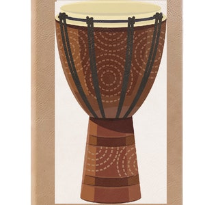 African Drum Notebook , Drum Journal, Ruled Line Pages, Gift Idea, Gratitude Journal,  Memory Book, Leatherette Journal