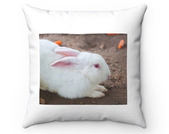 White Rabbit Pillow - White Rabbit Throw Pillow - Custom Throw Pillow - Pillow Cover - Gift Idea - Room Decor