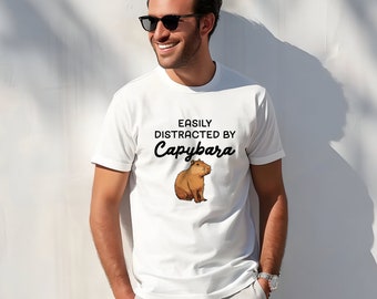 Capybara Shirt, Capybara Tee, Funny Tee, Capybara T-Shirt, Capybara Gift Idea, Gift for Capybara Lover. Easily Distracted by Capybara