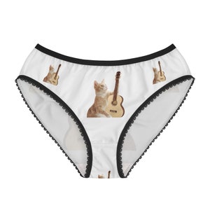 Cat playing the ukelele  Panties,  Cat playing the ukelele Underwear, Briefs, Cotton Briefs, Funny Underwear, Panties For Women