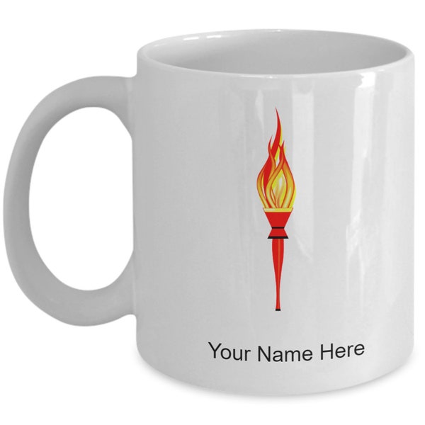 Personalized Torch Mug, Torch Coffee Cup, Torch Gift Idea, Custom Torch Cup, Custom Torch Mug