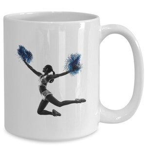 Young woman cheerleader mug, young woman cheerleader coffee cup, young woman cheerleader kitchen decor,funny mug,gift idea