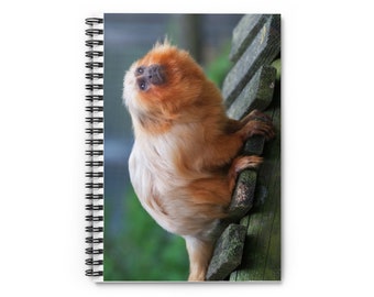 Golden Lion Tamarin  Notebook -  Golden Lion Tamarin Journal - Ruled Line Pages - Gift Idea - Gratitude Journal -Spiral Notebook