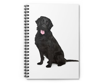Flat-Coated Retriever Notebook - Flat-Coated Retriever Journal - Linjerade sidor - Presentidé - Tacksamhetsjournal - Spiral anteckningsbok