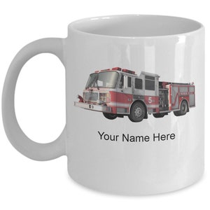 Personalized Firetruck Mug Coffee Cup For Firetruck Lovers Idea Custom Firetruck Cup, Custom Firetruck Mug