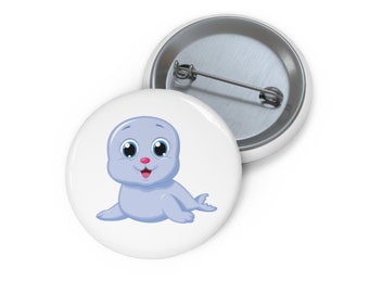 Baby Seal Pin, Baby Seal Button, Button Set, Lapel Pin, Hat Pin, Enamel Pins, Lapel Pins, Funny Pin