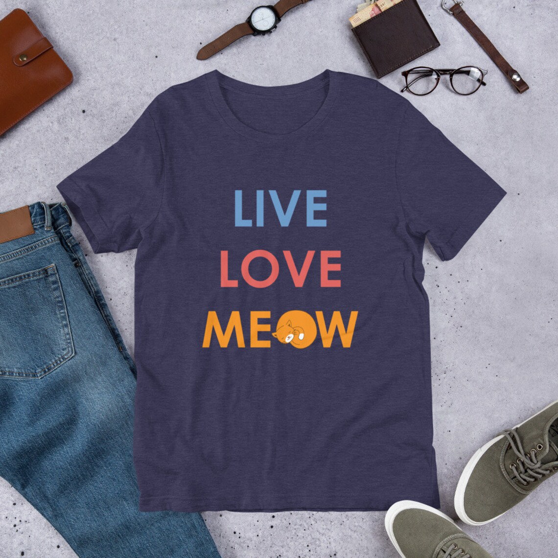 Live Love Meow Shirt Live Love Meow Tee Funny Tee Live Love Etsy