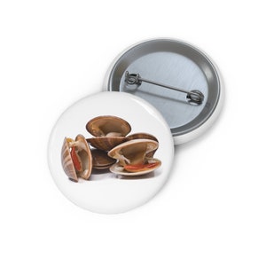 May include: A group of four open clam shells with a white background. The clams are brown and have a reddish-orange interior.