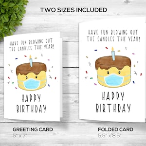Birthday Cake Card, Quarantine Birthday Card, Downloadable Birthday Card, Two Sizes