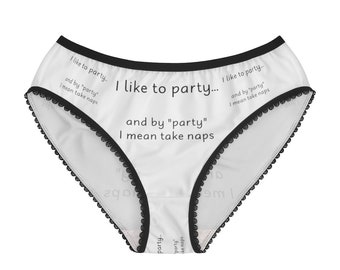 Party I Mean Take Naps Panties, Party I Mean Take Naps Underwear, Briefs,  Cotton Briefs, Funny Underwear, Panties For Women