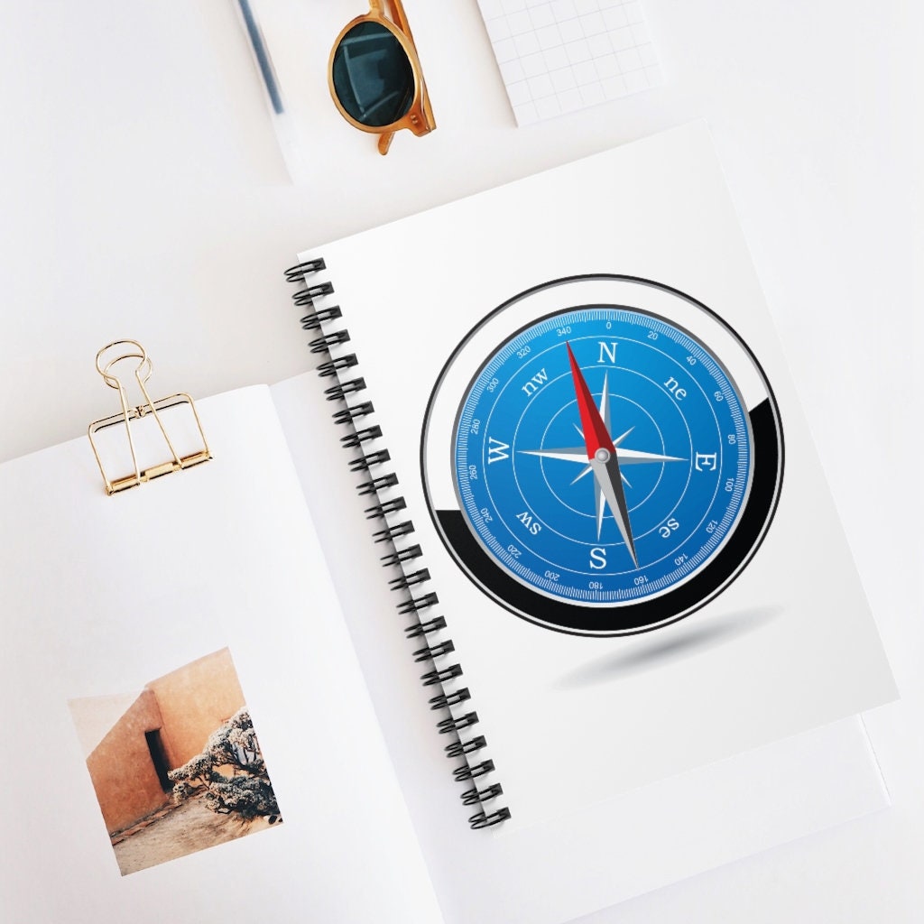 Compass Notebook Compass Journal Ruled Line Pages Gift Etsy