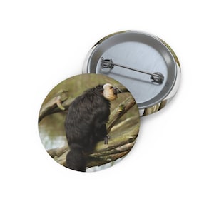 White-Faced Saki  Pin, White-Faced Saki Button, Button Set, Lapel Pin, Hat Pin, Enamel Pins, Lapel Pins, Funny Pin