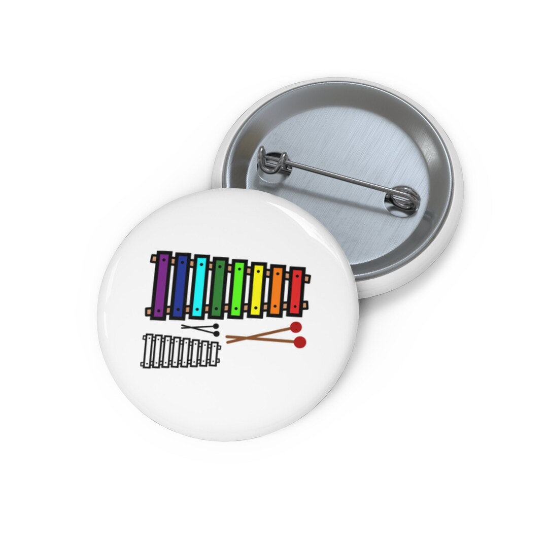 Xylophone Pin, Xylophone Button, Button Set, Lapel Pin, Hat Pin, Enamel