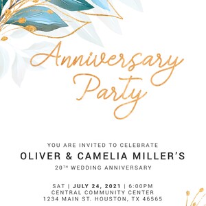 Custom Printable Anniversary Invitation Card, Downloadable Anniversary Card, Sweet Anniversary Invitation Card, Card For Husband, For Wife