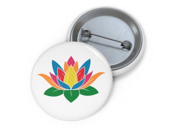 Lotus Pin, Lotus Button, Button Set, Lapel Pin, Hat Pin, Enamel Pins, Lapel Pins, Funny Pin