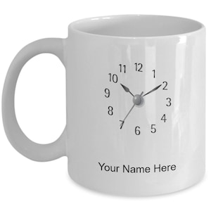 Personalized Clock Mug, Clock Coffee Cup, Clock Gift Idea, Custom Clock Cup, Custom Clock Mug