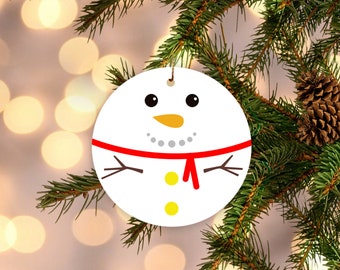 Cute snowman ornament, Snowman Christmas tree ornament,  Snowman ornament, Ceramic ornament