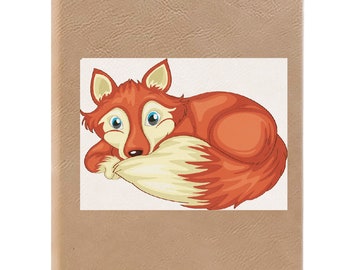 Fox Notebook, Fox Journal, Ruled Line Pages, Gift Idea, Gratitude Journal,  Memory Book, Leatherette Journal