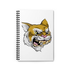 Wild Cat  Notebook -  Wild Cat Journal - Ruled Line Pages - Gift Idea - Gratitude Journal - Memory Book - Diary - Spiral Notebook