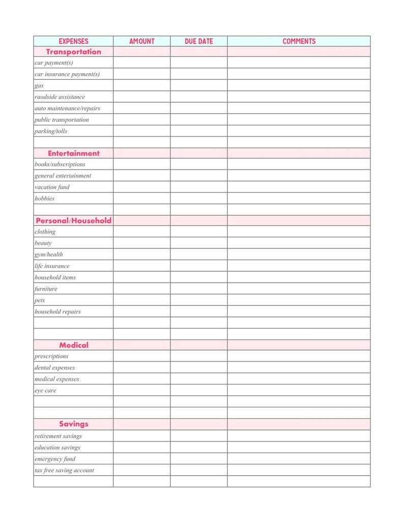 Printable Budget at A Glance Budget Download Printable | Etsy
