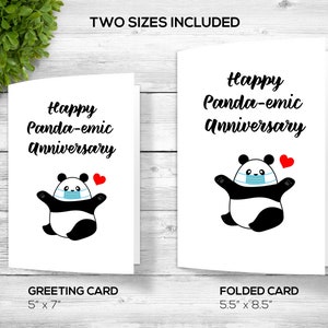 Carte d'anniversaire pandémique, carte d'anniversaire imprimable, carte d'anniversaire drôle, carte panda, deux tailles