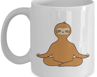 Meditating Sloth Mug, Sloth Gifts, Sloth Coffee Mug, Coffee cup, Personalized mug, Custom mug