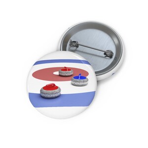 Curling Stones On Ice  Pin, Curling Stones On Ice Button, Button Set, Lapel Pin, Hat Pin, Enamel Pins, Lapel Pins, Funny Pin