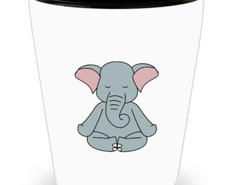 Meditating Elephant Shot Glass, Elephant Gifts, Elephant Shot Glass, Personalized mug, Custom mug