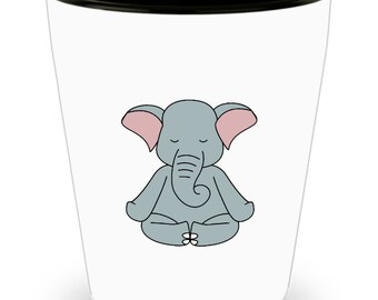 Meditating Elephant Shot Glass, Elephant Gifts, Elephant Shot Glass, Personalized mug, Custom mug