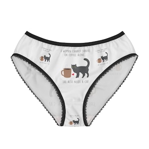 Coffee Cat  Panties,  Coffee Cat Underwear, Briefs, Cotton Briefs, Funny Underwear, Panties For Women