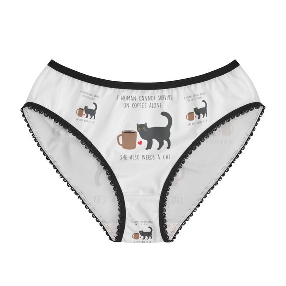 Coffee Cat Panties, Coffee Cat Underwear, Briefs, Cotton Briefs, Funny  Underwear, Panties for Women 